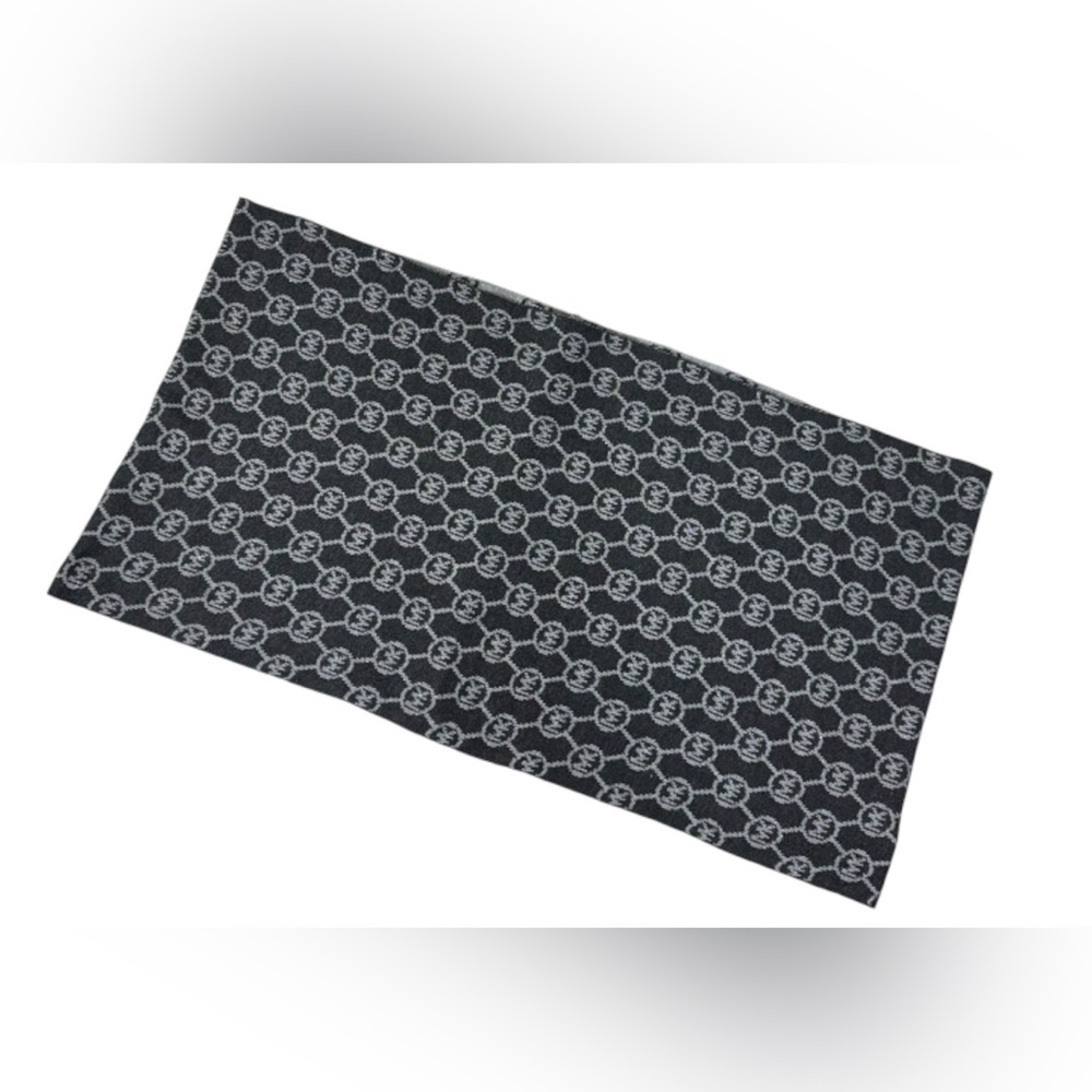 Michael Kors Womens Infinity Scarf Signature MK Logo Black & Silver Acrylic